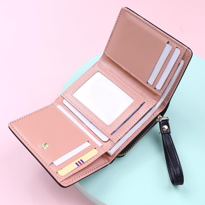 Ví Da PU Ngắn Dạng Gập Phong Cách Retro Cho Nữ