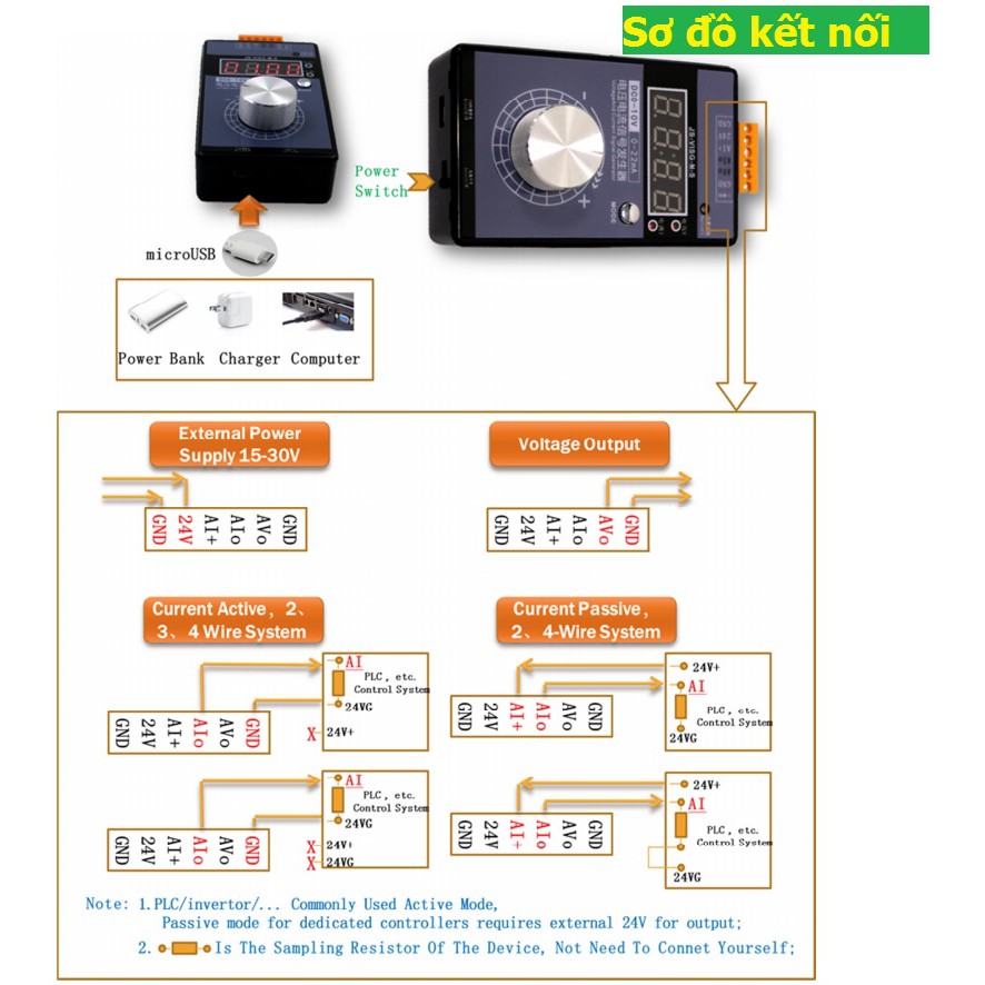 Bộ Phát Dòng, Phát Tín Hiệu ANALOG Dòng + Áp 0-10V 0-22mA, kèm PIN SẠC - Kỹ Sư Điện Nên Có !