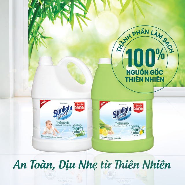 Nước lau sàn Cao Cấp Sunlight Chai 3.6KG Tinh dầu Thảo mộc Ngăn côn trùng (Chanh & Sả | Quế & Cam | Tre & Lô hội)