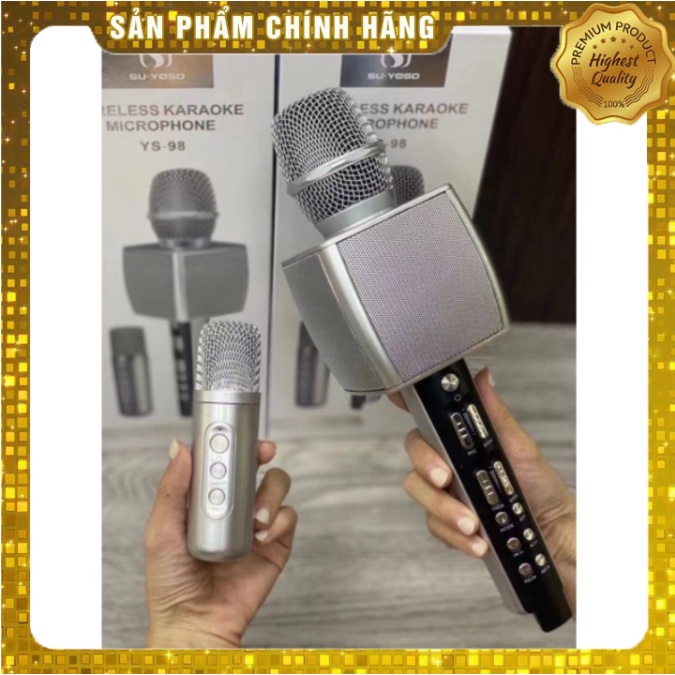 Mic Cầm Tay Bắt Bluetooth Hát Karaoke YS-98 Mới Nhất Kèm 1 Mic Hát Song Ca Cực Hay