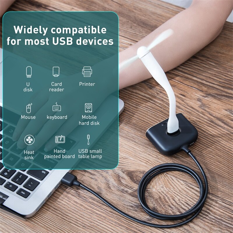 Baseus Cáp Chia 4 Cổng USB 2.0 Thiết Kế Cao Cấp Cho Macbook Pro Có Cổng Loại C/USB 3.0
