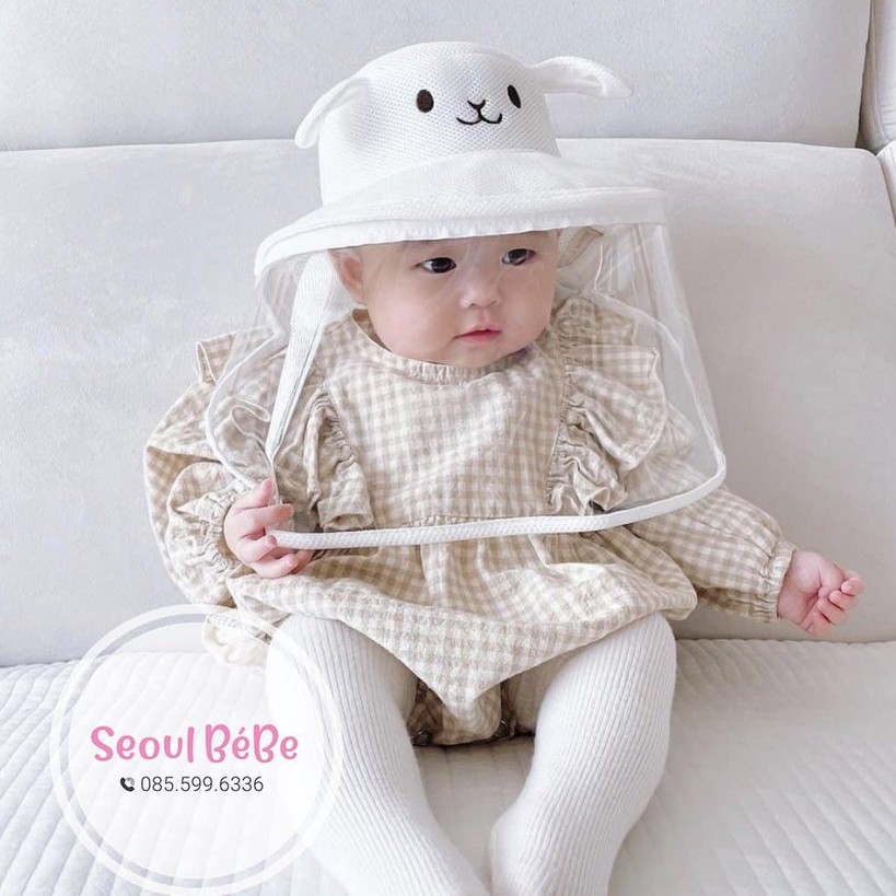 Mũ chống giọt bắn cho bé - nón chắn bụi mũ gấu chống dịch cho trẻ em - dễ thương made in Korea