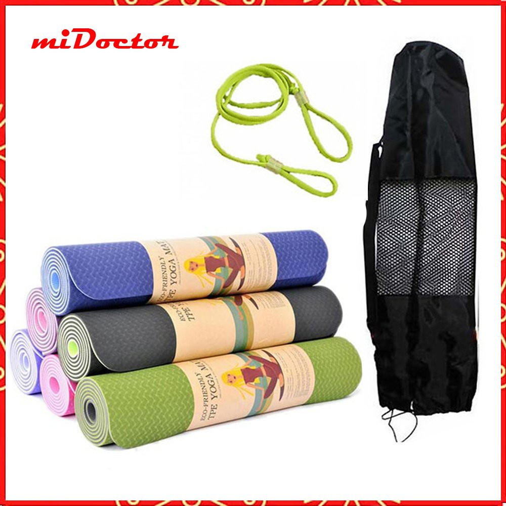 Thảm Tập Yoga 2 Lớp + Gạch + Bao Đựng + Dây Buộc miDoctor (màu ngẫu nhiên)