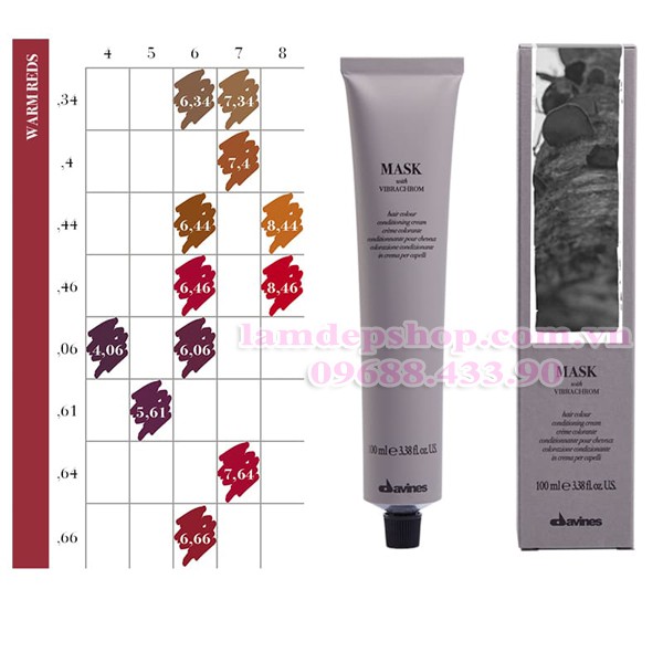 Bộ 5- 10 Tuýp Nhuộm Tóc Davines Mask With Vibrachrom Mã Màu Đỏ Ấm /46 (100ml) (cần mua thêm trợ nhuộm)