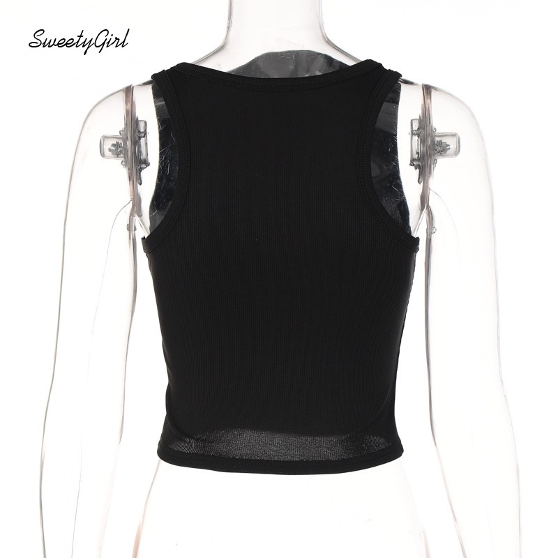 Áo Thun Không Tay Cổ Chữ U Đính Đá In Chữ Thời Trang Quyến Rũ Cho Nữ 2022