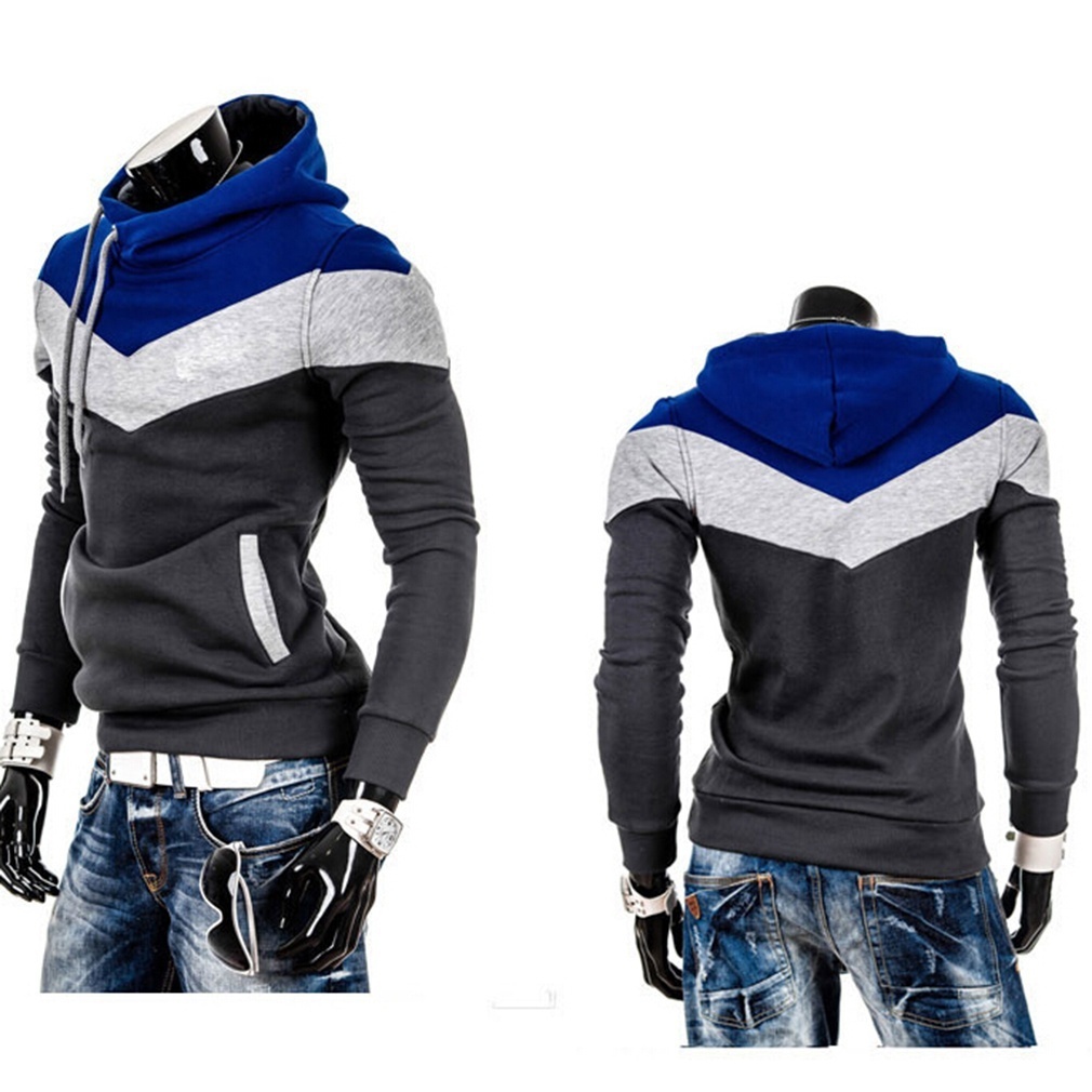 Mới Áo Hoodies Nam Dày Dặn Màu Sắc Tương Phản Thời Trang