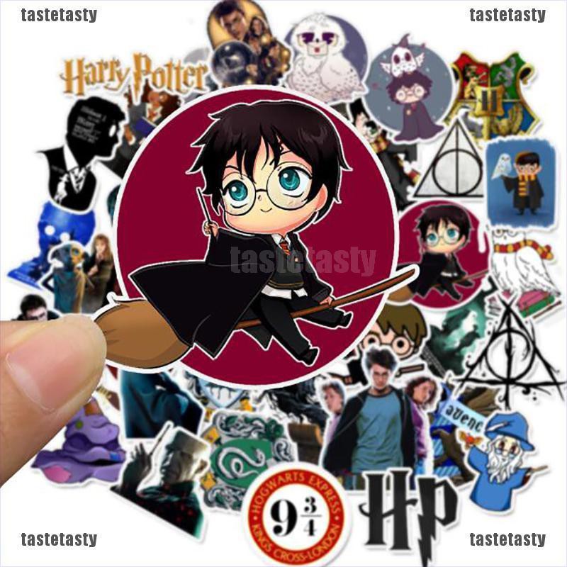 Bộ 50 nhãn dán trang trí hành lí/laptop/ván trượt hoạ tiết nhân vật trong Harry Potter