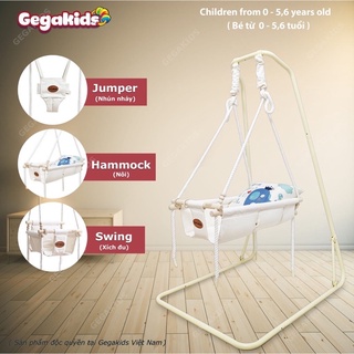 GEGAKIDS( 3 in 1 ) - [ MÃ GGK-L-CC-C01 ] - COMBO [ Nôi + Nhún Nhảy + Xích Đu ] - Khung L Cao Cấp kiểu dáng CHÂU ÂU