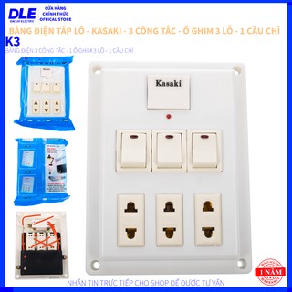 [ HÀNG CHUẨN ] BẢNG ĐIỆN NỔI KASAKI K3 - 3 CÔNG TẮC - 1 Ổ CẮM 3 LỖ - 1 CẦU CHÌ