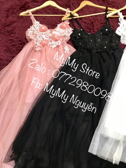 KÈM VIEO THẬT - Đầm xoè 2 dây kết hoa nổi phối ren -MS63V- Size M L đến 58kg | BigBuy360 - bigbuy360.vn