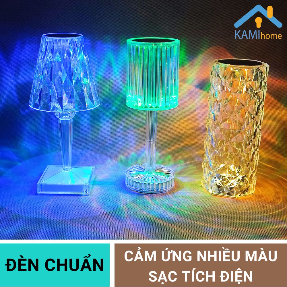 Đèn ngủ pha lê để bàn cảm ứng pin sạc tích điện led nhiều màu trang trí (Nhiều mẫu) mã 26013