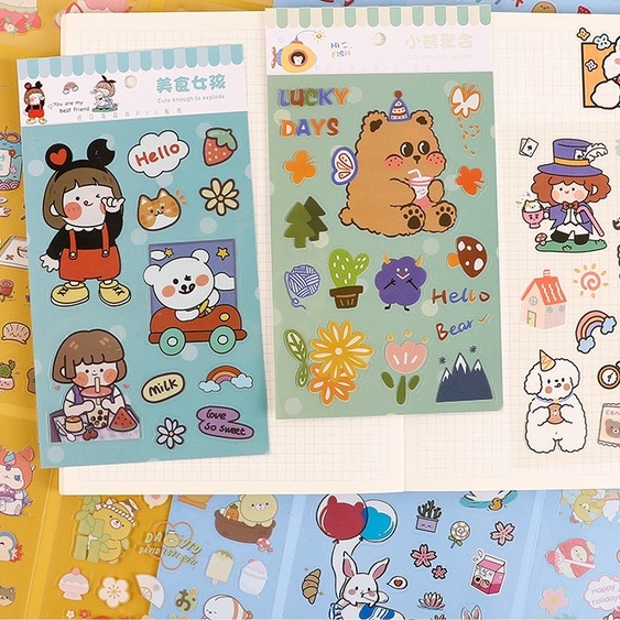 Bộ 6 Tờ Sticker Cắt Dán Hoạt Hình Thú Cưng Dễ Thương