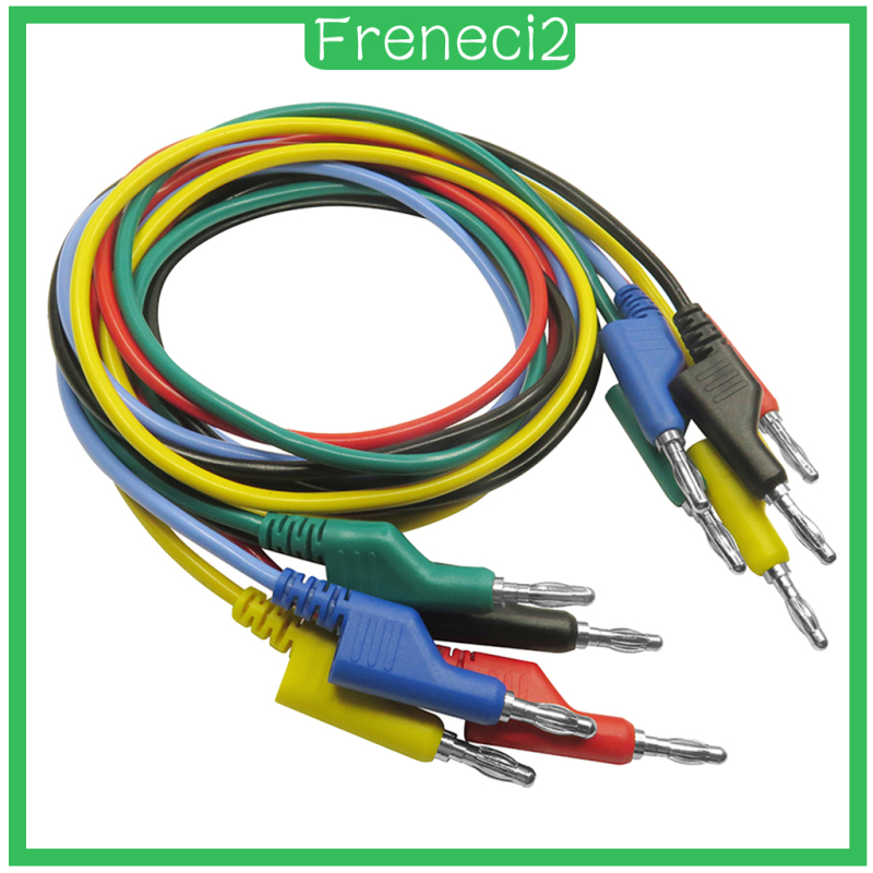 [FRENECI2]Lot 5Pcs Banana Plug 4mm Stackable Test Leads Cable, 5 Colors, 120cm Length