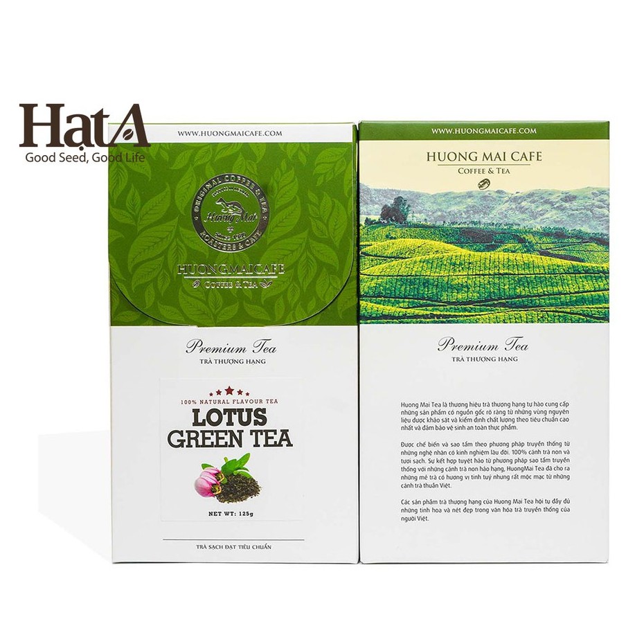 Trà sen thượng hạng Hương Mai Cafe Premium Lotus Green Tea 100% lá trà non ướp trong bông sen 125gr