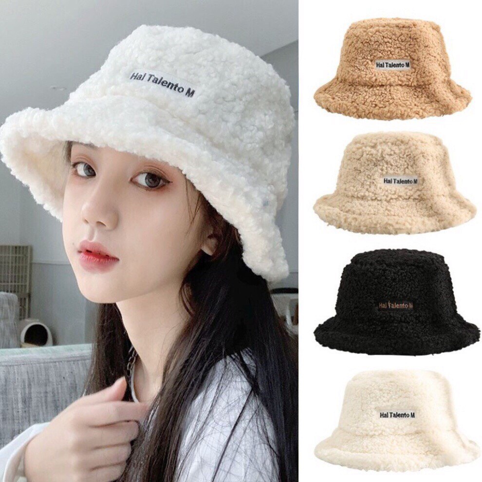 Mũ nón len nữ Hàn Quốc bucket lông cừu ulzzang đẹp mùa đông thời trang đủ màu trắng, nâu, be, đen, vàng, cam, hồng SV 23