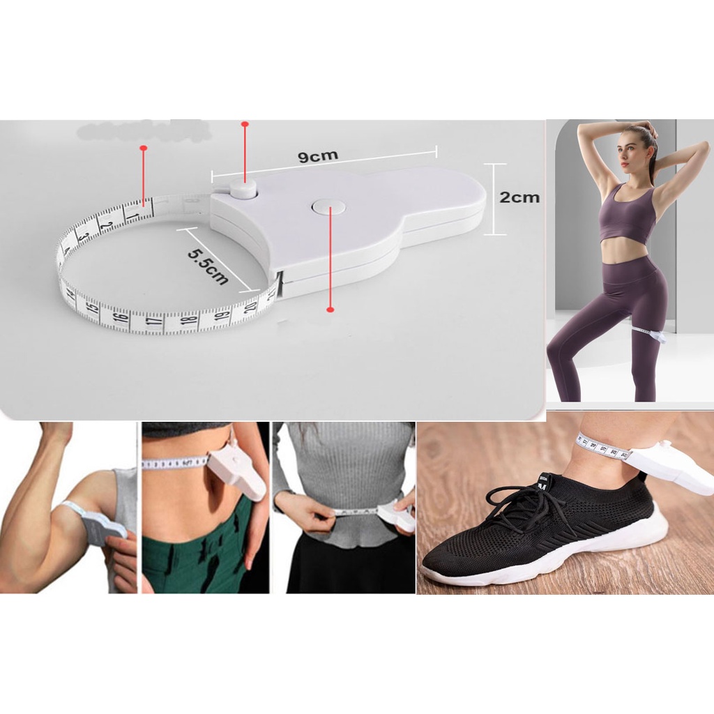 Thước dây rút tự động nhỏ gọn chữ Y dùng để đo số đo cơ thể vòng ngực eo mông đùi bắp tay chân đa năng tiện lợi