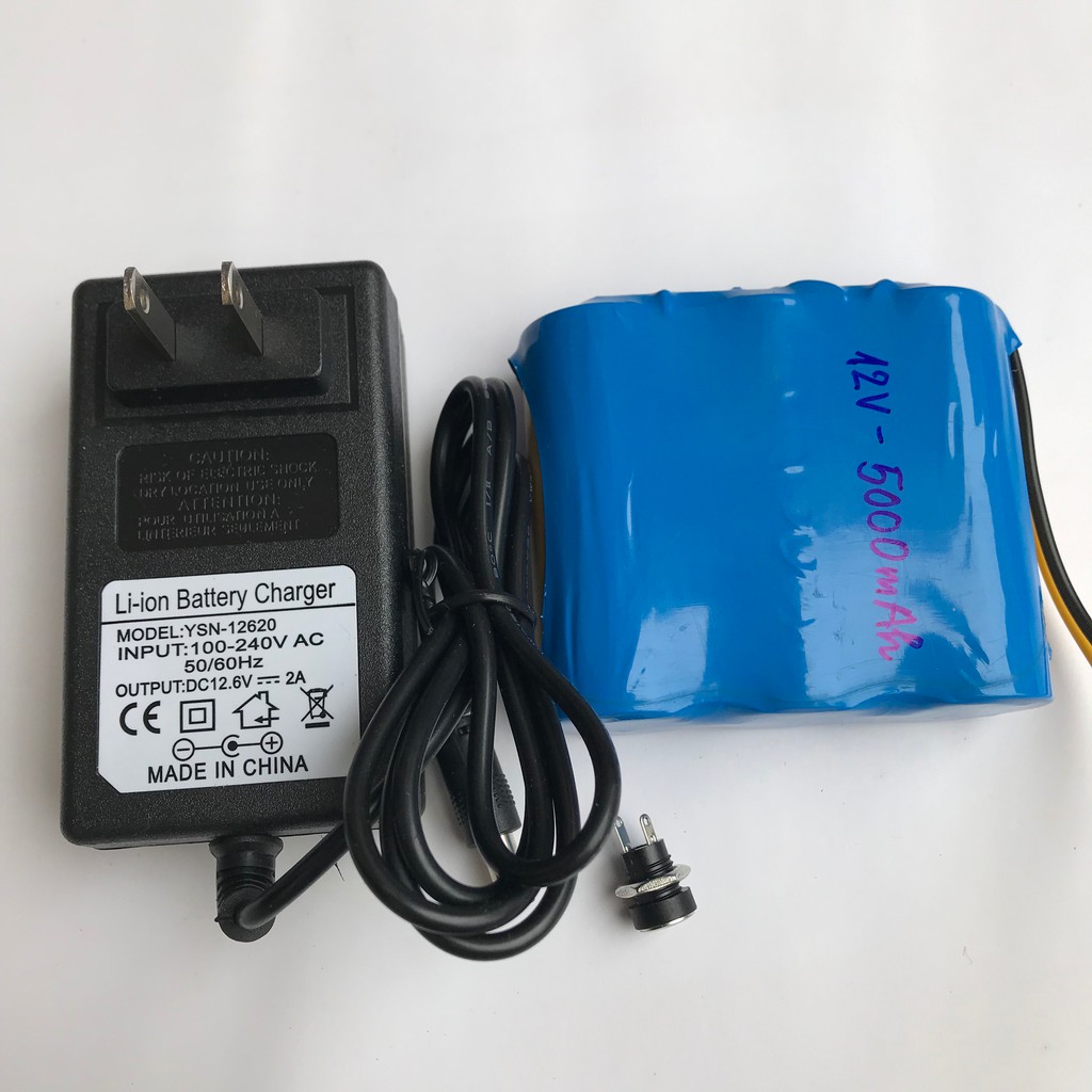 Pin 3S - 12V dung lượng lớn (10000mAh) cho Quạt, Loa , Đèn.