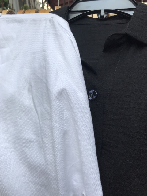 Áo sơ mi nữ 💖 FREESHIP 💖 form rộng màu trắng / đen tay dài vải dày đẹp mát | BigBuy360 - bigbuy360.vn