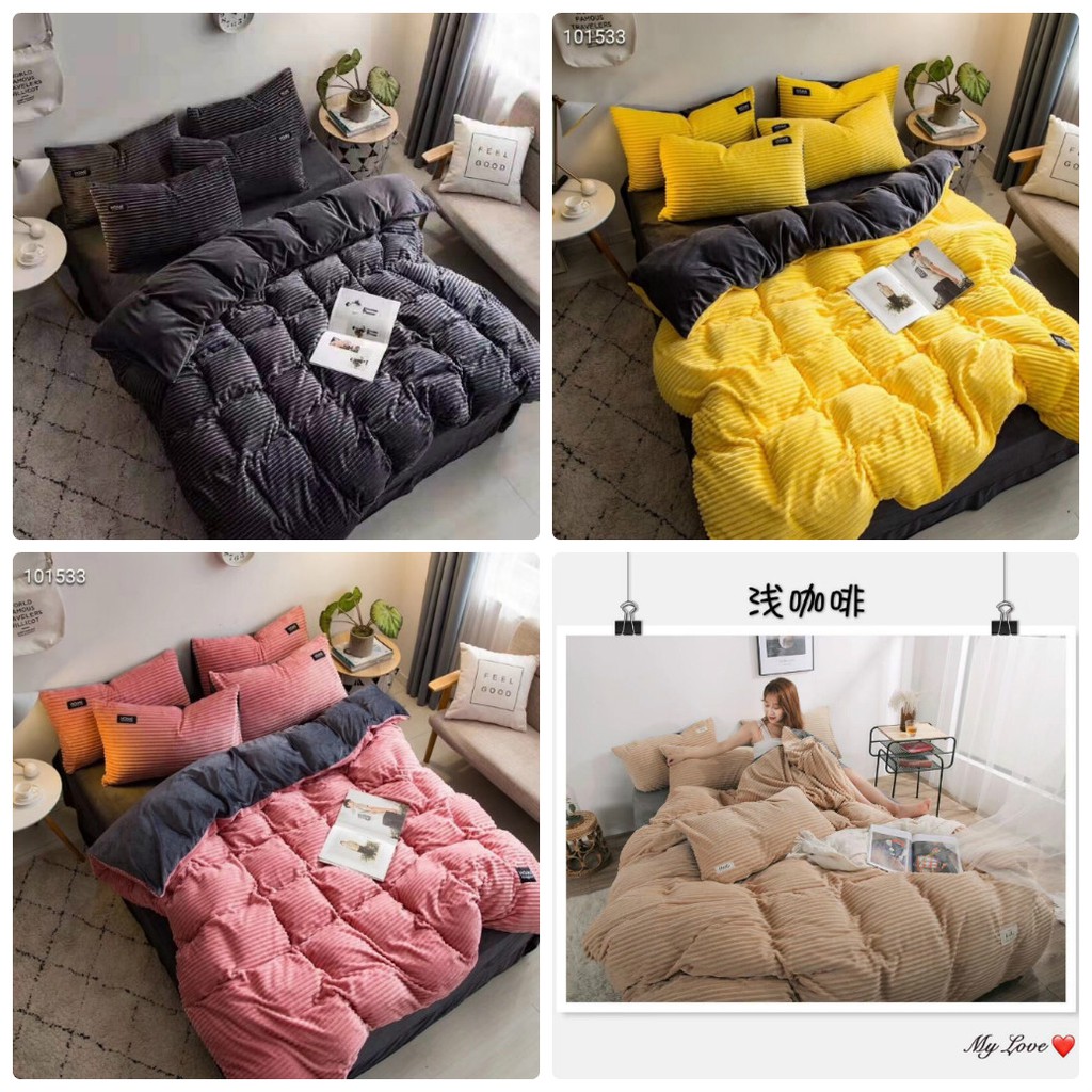 BỘ CHĂN GA GỐI NỈ NHUNG TĂM TRƠN (Chọn màu, kích thước)