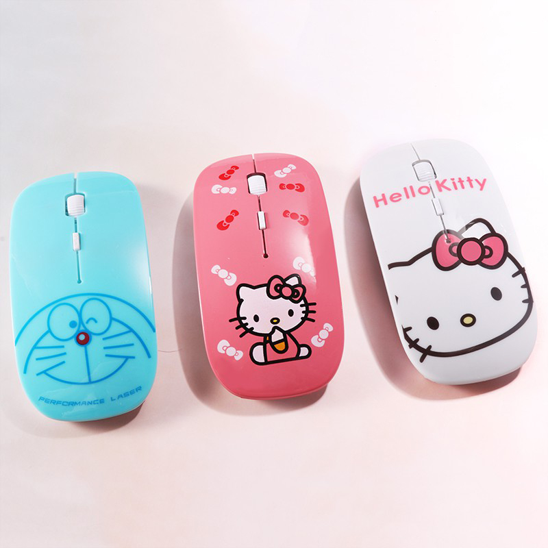 HELLOKITTY chuột không dây Siêu Mỏng In Hình Doraemon / Hello Kitty / Doraemon Đáng Yêu