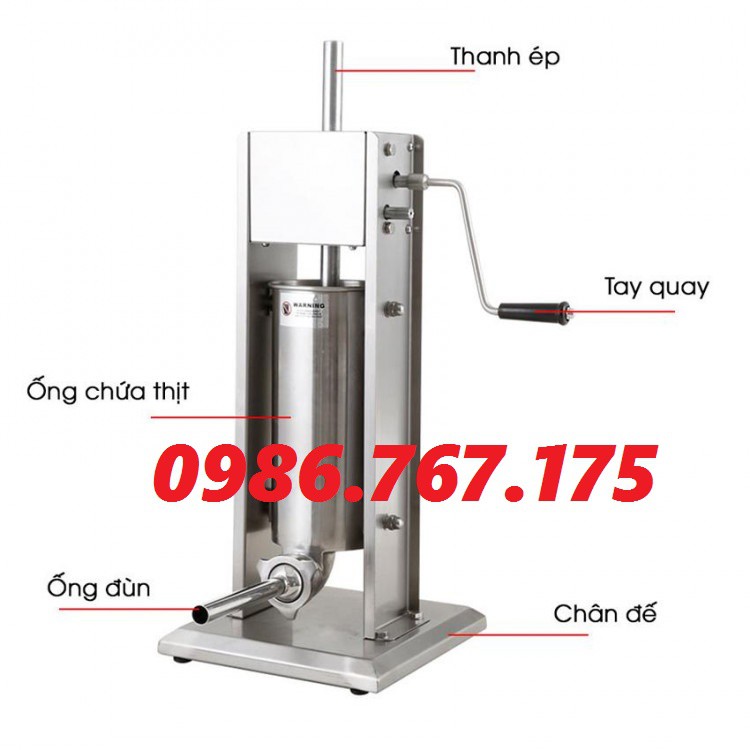 Máy nhồi lòng chó, lòng lợn,xúc xích, lạp xưởng chuyên nghiệp loại 3 lít