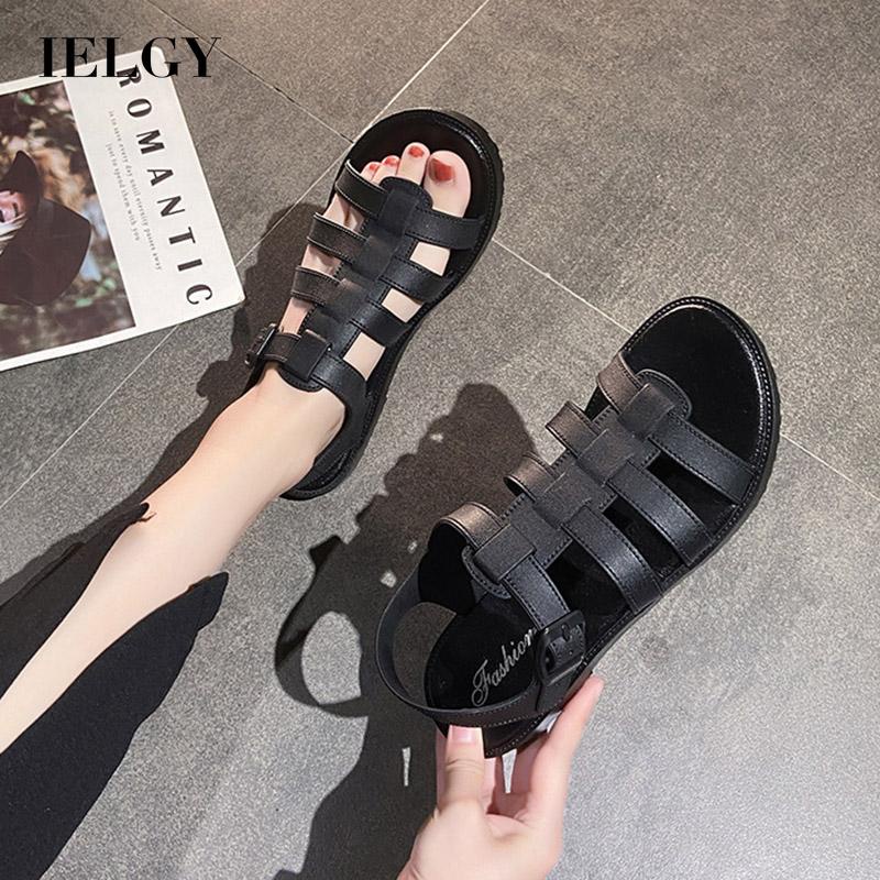 Giày sandal IELGY kiểu khóa cài phong cách Roman thời trang cho nữ