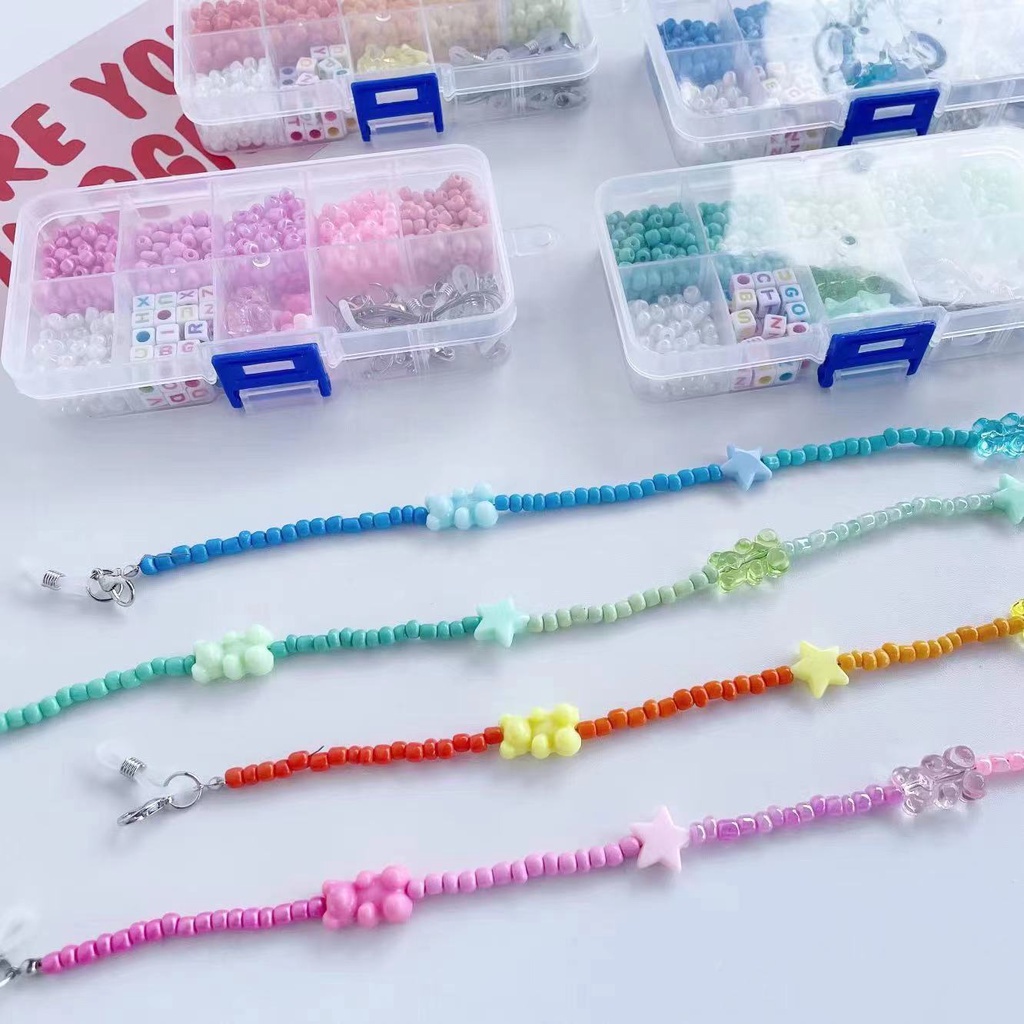 Dây Chuỗi Hạt Màu Kẹo Mặt Dây Đeo Mắt Kính Màu Kẹo Hình Gấu Hoạt Hình Phong Cách Hàn Quốc Mới