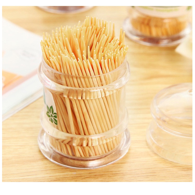 Tăm Tre Xỉa Răng, Lọ Tăm Tre Nhựa Trong Suốt Sang Trọng