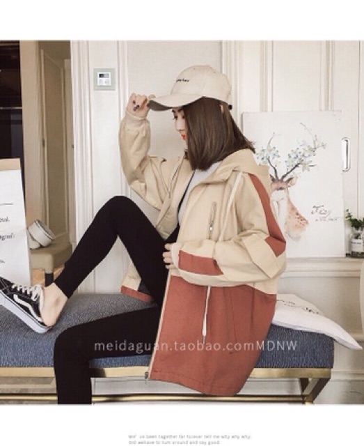 Áo khoác nữ form rộng in chữ phối màu cá  tính M1155