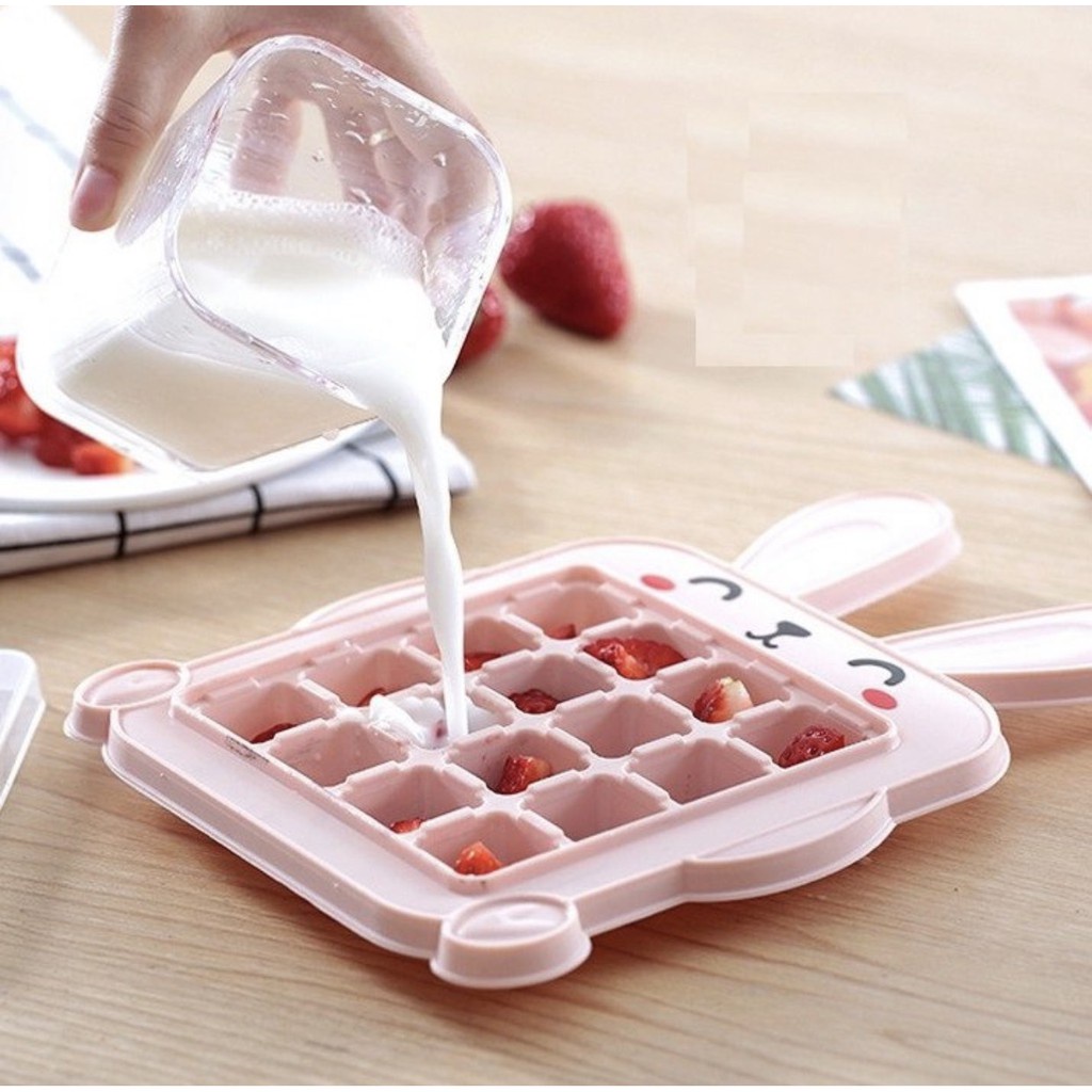 Khay đá nhựa làm đá thạch hoa quả rau câu làm kem trữ đông đồ ăn dặm cho bé hình thỏ MiibooShi D2.081.HO