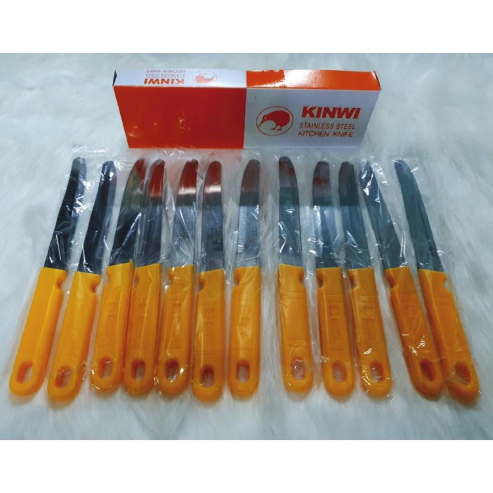 Hộp 12 Cây Dao Cán Vàng Mũi Bầu Kinwi Stainless Steel Kitchen Knife