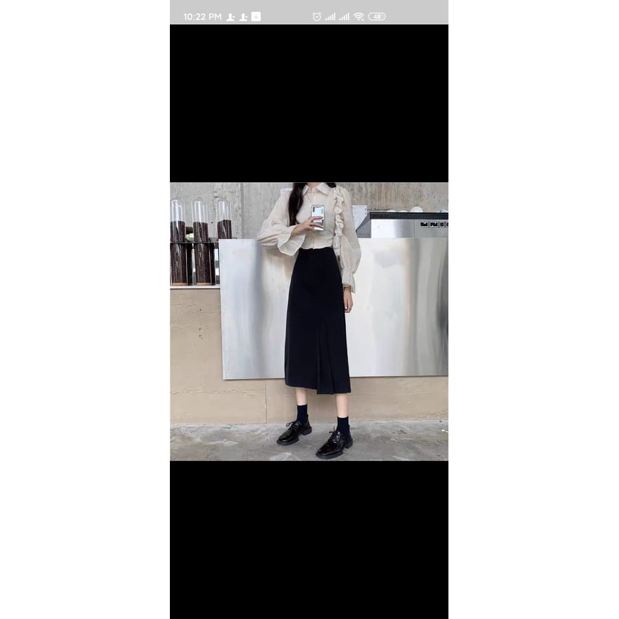 chân váy chữ A xẻ hông dáng dài 70cm đủ size PR theo yêu cầu tại xưởng