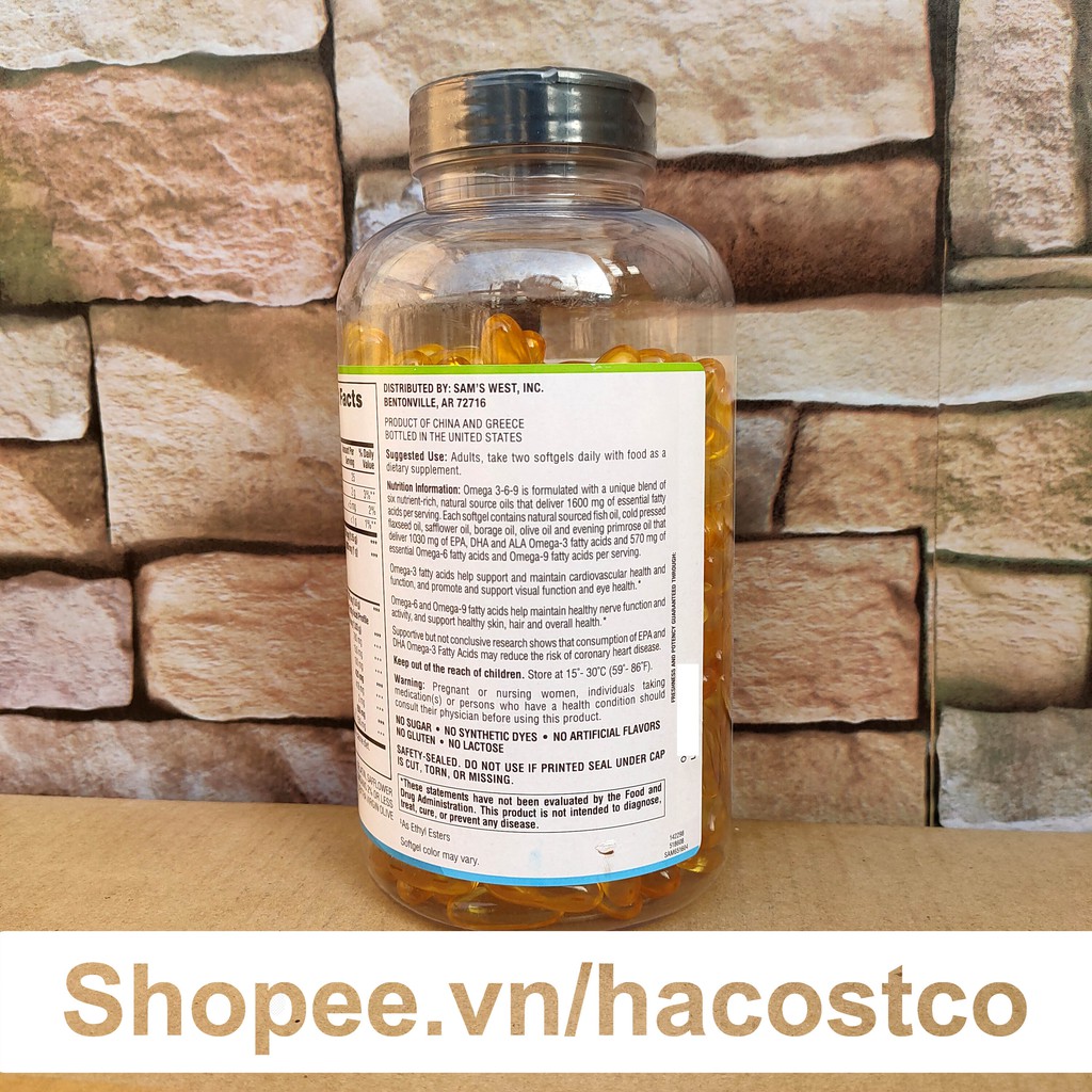 [Mã 66FMCGSALE hoàn 8% xu đơn 500K] Viên uống Member's Mark Omega 3-6-9 Supports Heart Health 325 viên của Mỹ omega 369 | BigBuy360 - bigbuy360.vn