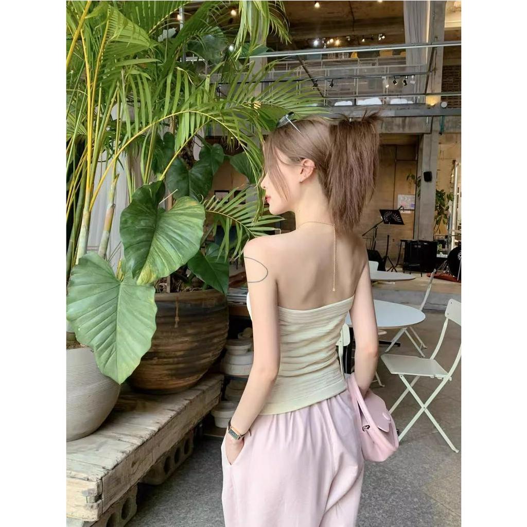 HUANG YOYO Áo Croptop Màu Trơn Thiết Kế Mới Quyến Rũ Thời Trang Mùa Hè Dành Cho Nữ