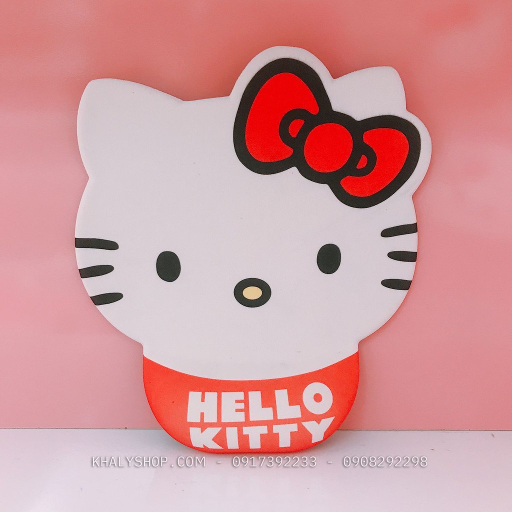 Miếng lót chuột máy tính có mút đệm cổ tay hình Hello Kitty màu trắng đỏ siêu xinh cho bé gái, bạn nữ - MLCKT3D