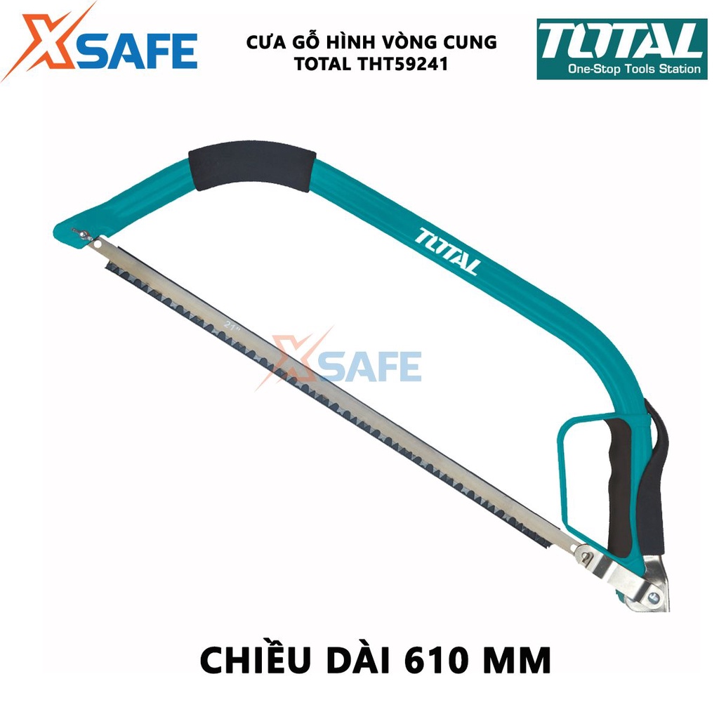 Cưa gỗ hình cung Total THT59241 | Khung cưa hình cung 610mm/24&quot; tay cầm bọc nhựa thép cao cấp, chống mòn, chịu lực tốt