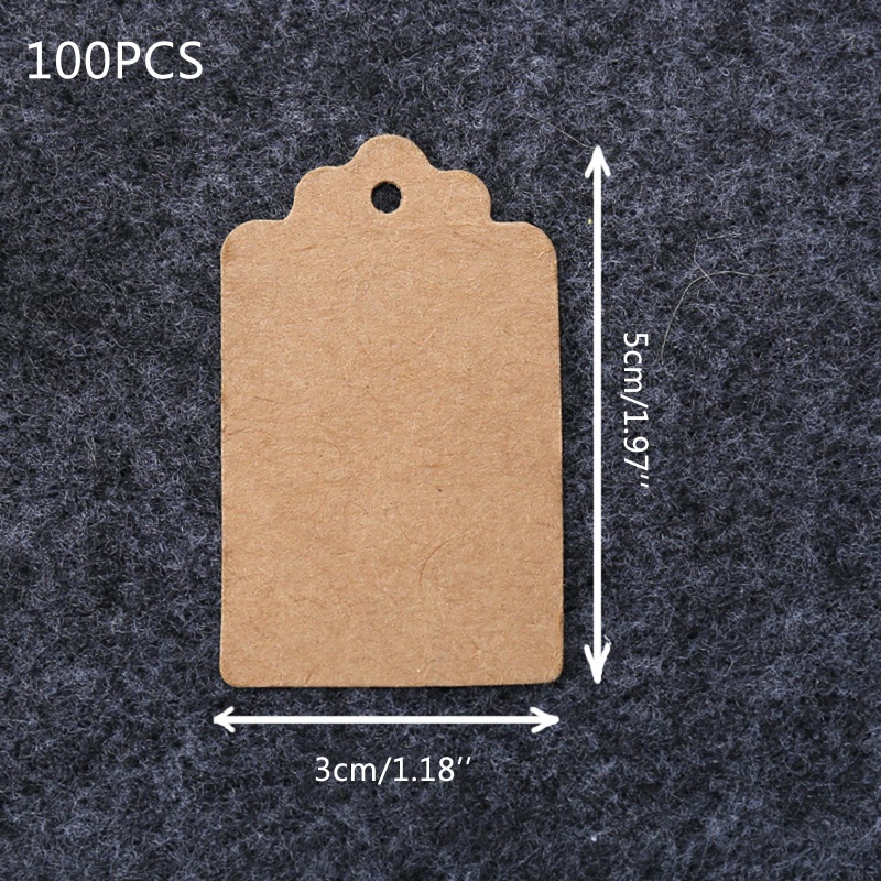 Set 100 Tấm Thẻ Giấy Kraft Phối Ren Dùng Để Trang Trí Thiệp / Trường Học