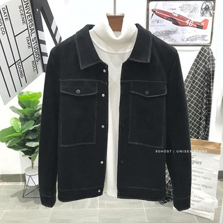 Áo khoác da lộn nam đẹp 95.HOST JK138 Đen - Mẫu mới nhất