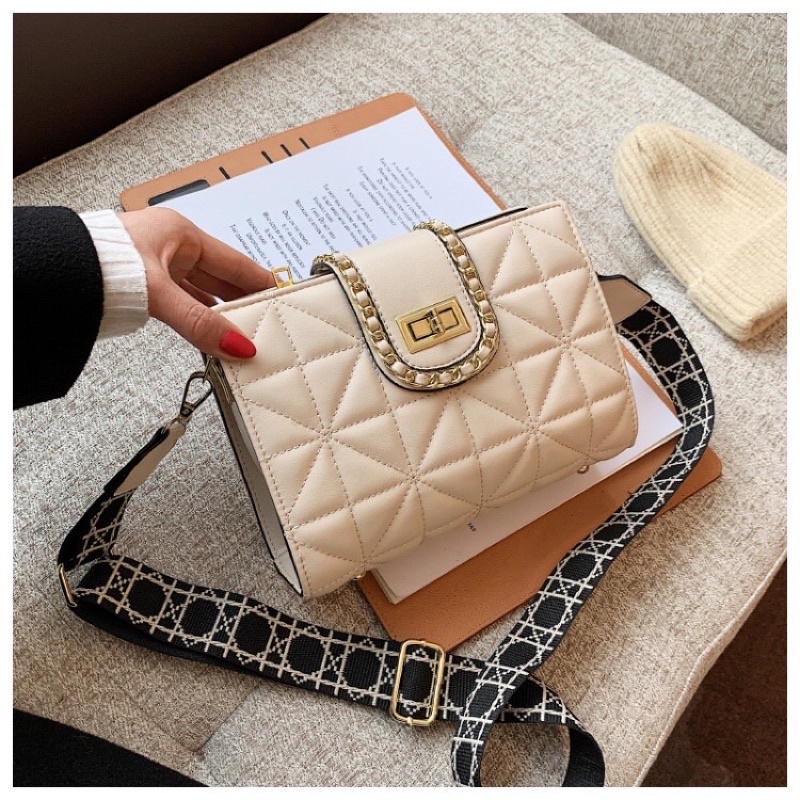 Túi đeo chéo đi học đi chơi da trần chéo quai dù bản to thời trang hàn quốc