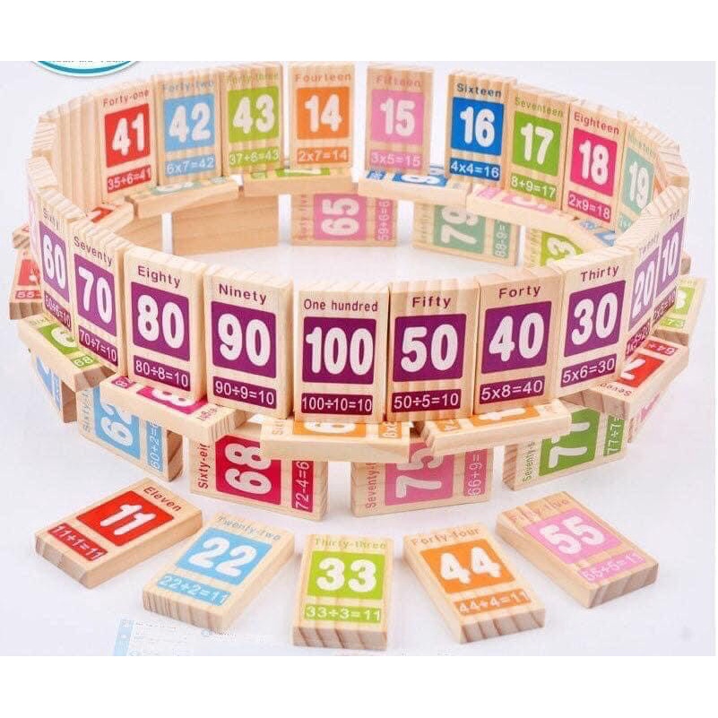 Bộ trò chơi Domino 100 số học toán và tiếng anh dành cho bé yêu
