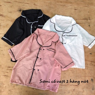 [Hot Trend] Áo Sơ Mi Cổ Vest (3 màu hồng,trắng,đen)