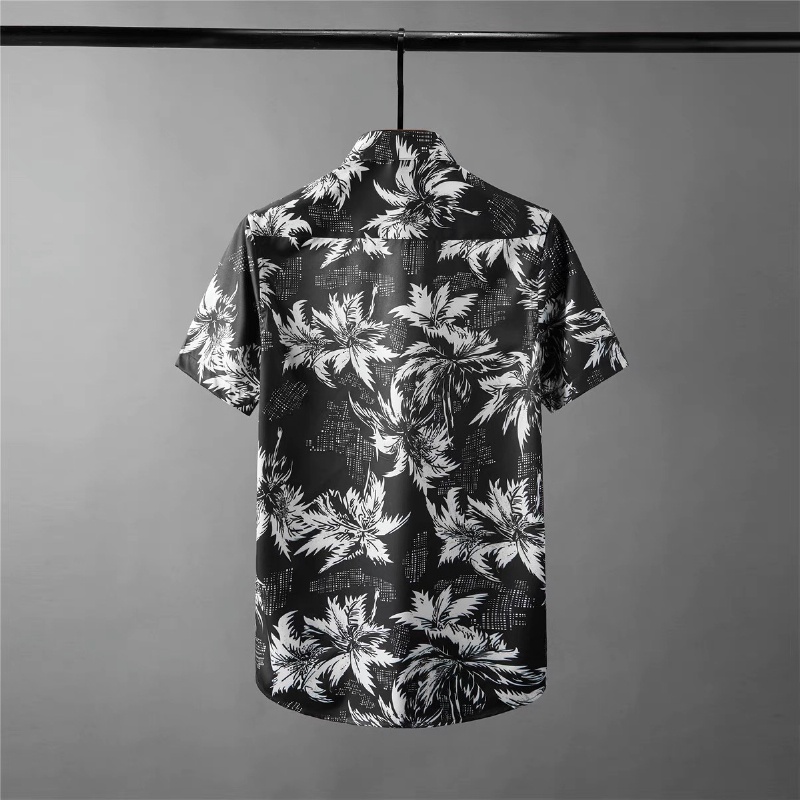 Áo sơ mi nam FOMAN tay ngắn vải lụa không nhăn, thấm hút, thoáng khí hoạ tiết Hoa Lá (FM06)