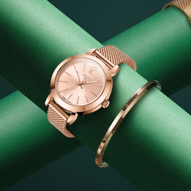 Combo Đồng hồ nữ Julius Ja-732 + vòng tay Julius | Julius Official