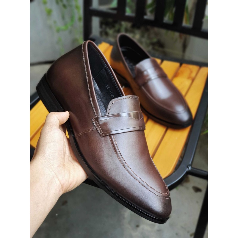 Giày Lười Loafer Tăng Chiều Cao Da Bò Nguyên Tấm Santoro Mã TCM575
