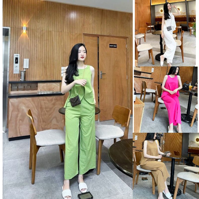 Set đũi sát nách quần suông đẹp ( hình thật tự chụp )