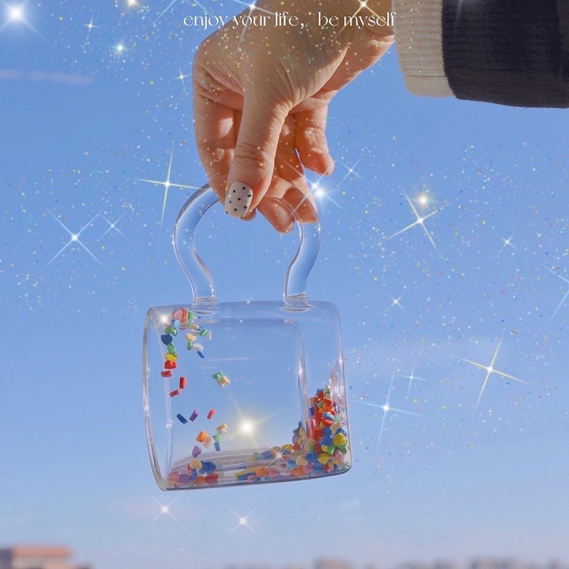 Ly Cốc Thuỷ Tinh 2 Lớp Tim Nhiều Màu - LY1151