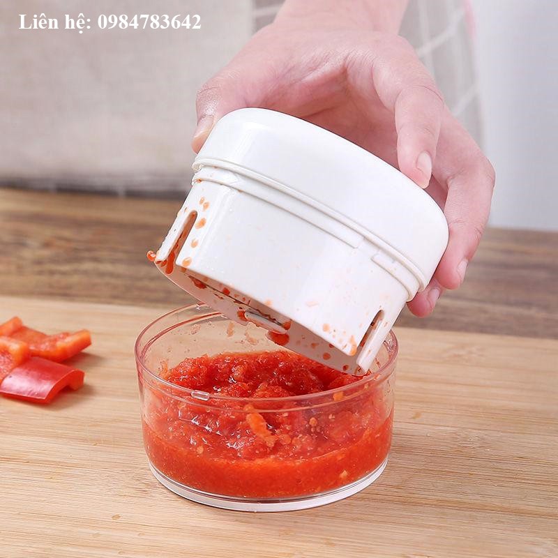 Lọ Xay Tỏi - Ớt - Hành Kéo Tay Mini Đa Năng Food Chopper