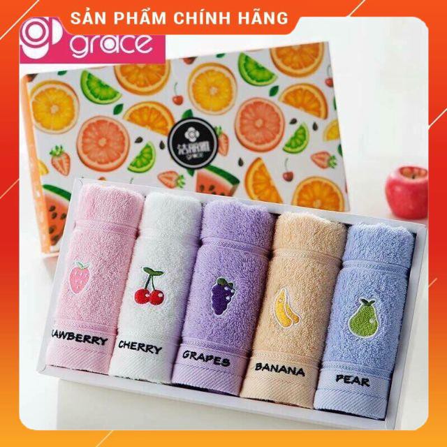 [HÀNG SIÊU TỐT] Bộ 5 khăn mặt cotton cực đẹp Grace 25x50cm