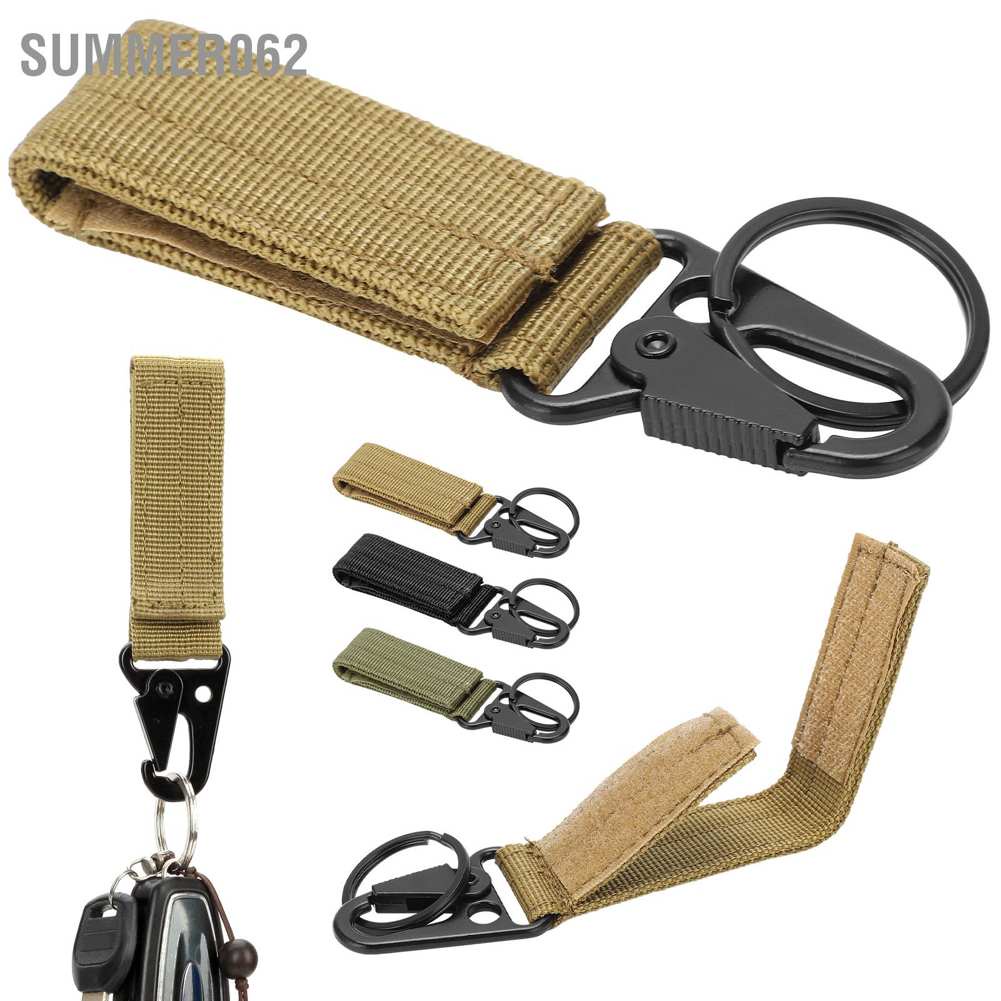 Summer062 Outdoor Belt Hanging Keychain Carabiner Hook and Loop Strap Keyring Clip Buckle Hanger