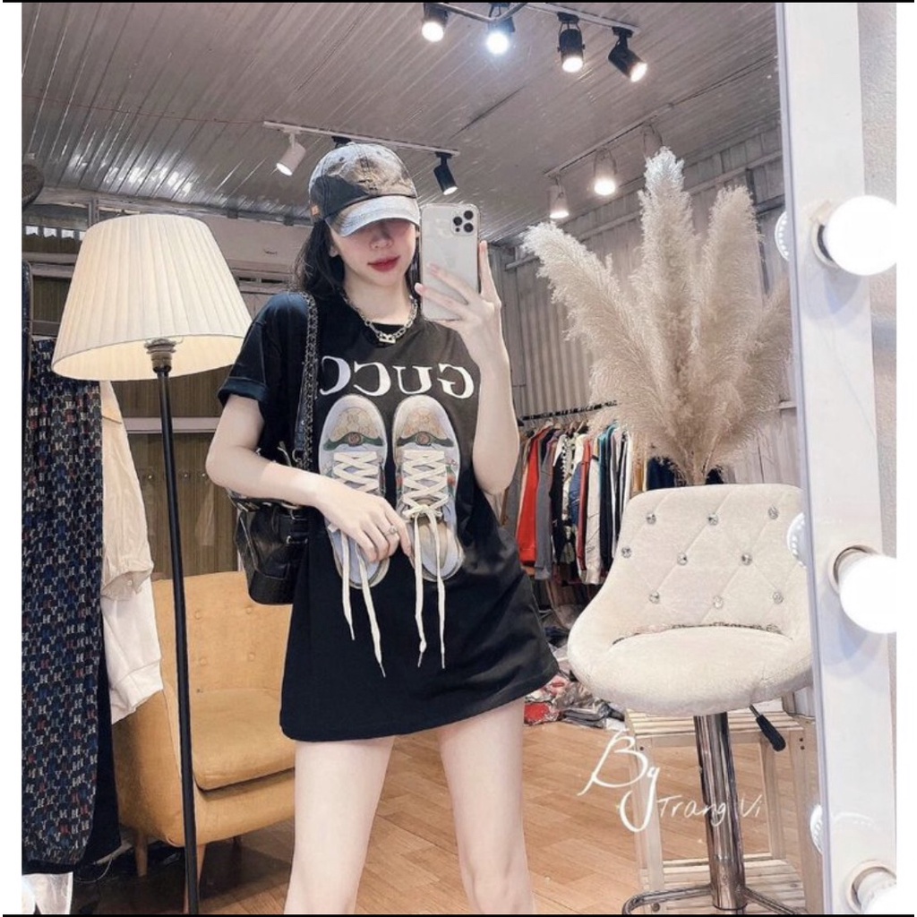 Áo Thun Tay Lỡ Hình Đôi Giày Nữ GC Chất Cotton Mặc Siêu Mát Siêu Hot, Áo Hôdie Nữ | BigBuy360 - bigbuy360.vn